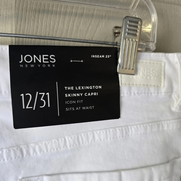 Jones New York Lexington Capri Jeans Sz 12 White Women Sculpt Shaper 34x24 - Picture 12 of 14